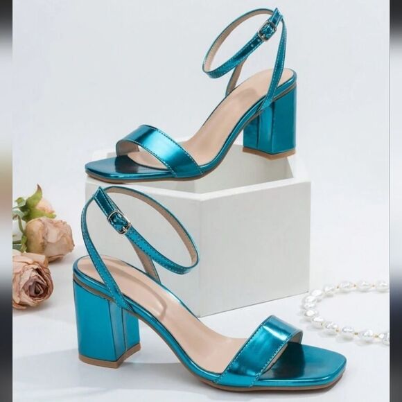 BRAND NEW BAMBOO SQUARE-TOE HIGH-HEELED WOMEN'S SANDALS - Picture 4 of 16